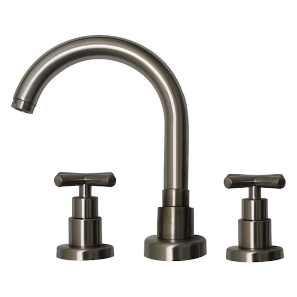 Whitehaus Luxe Widespread Lavatory Faucet W/ Tubular Swivel Spout, Cross Handles WHLX79214-BN - main